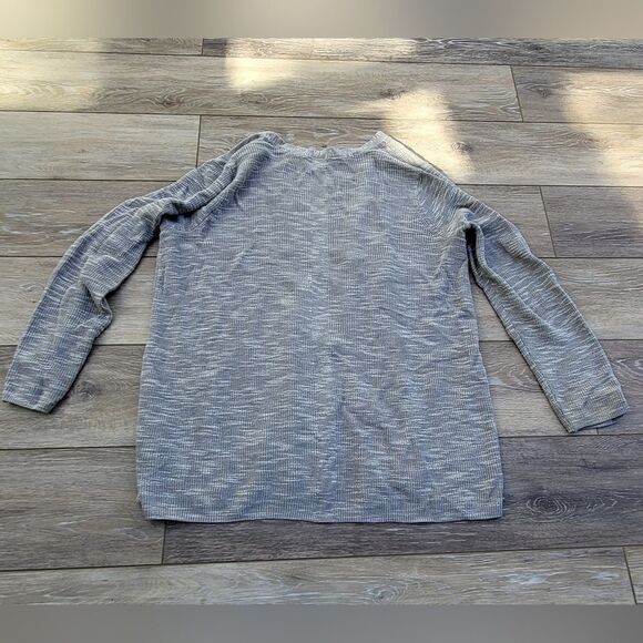 J. Jill heathered gray open cardigan vertical ribbed med petite - Picture 8 of 8